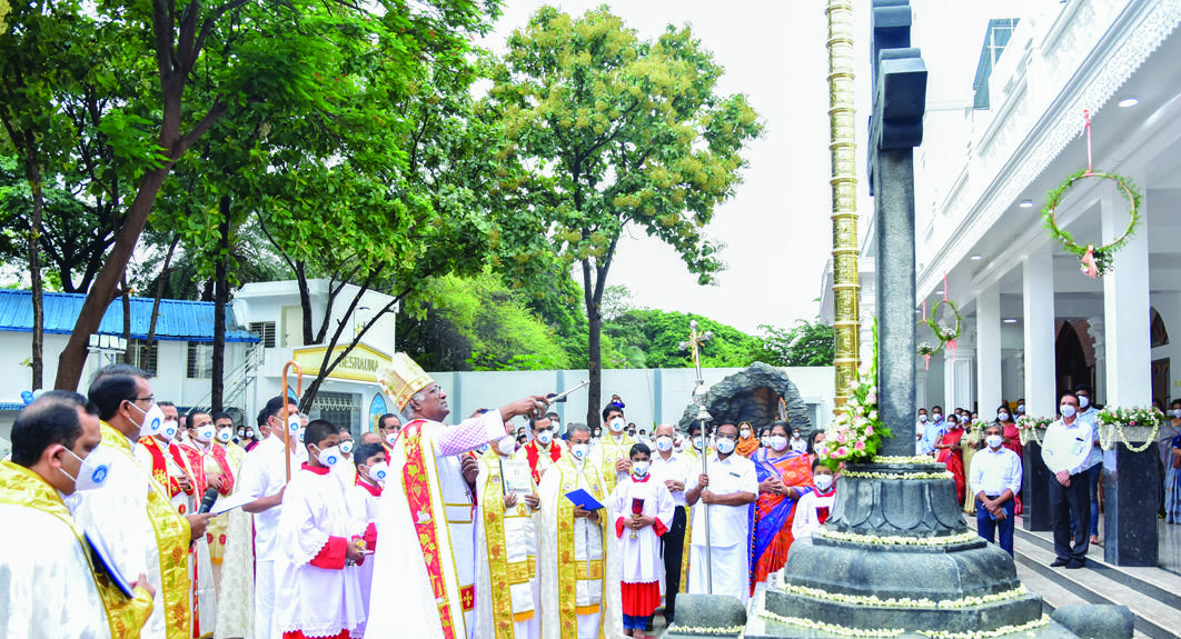 Blessing near the church flag mast