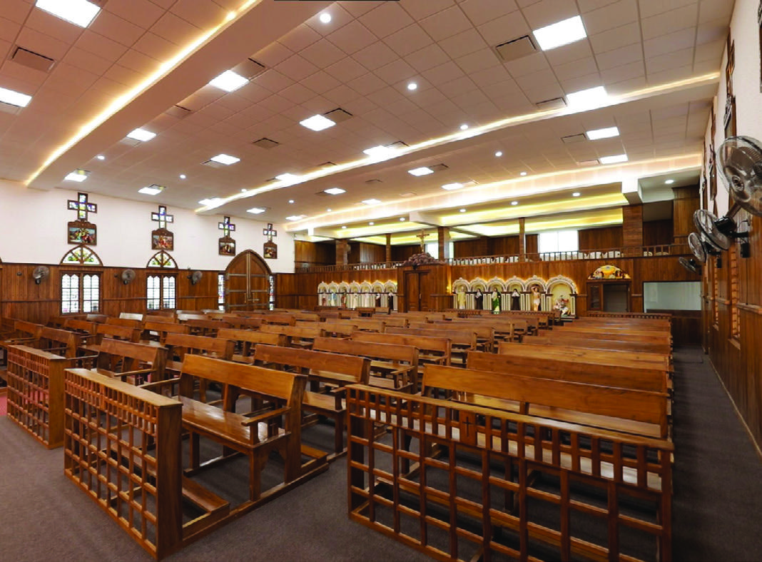 Interior seating of St. Mary's Church