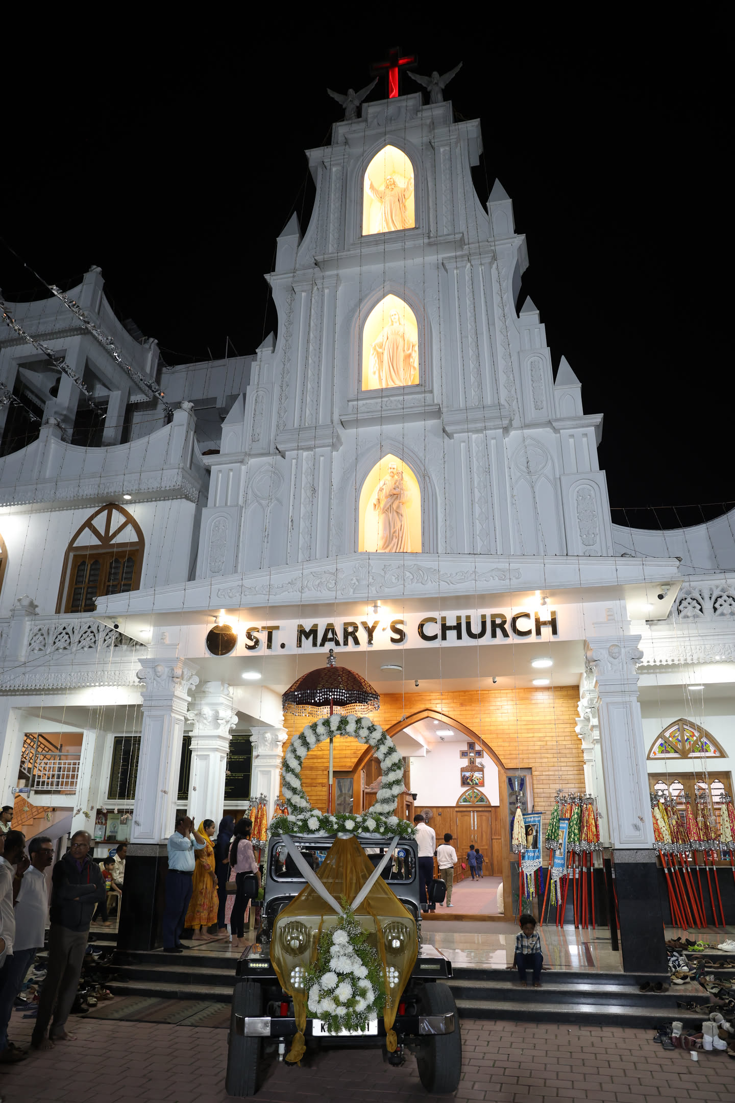 St. Mary's Church illuminated at night