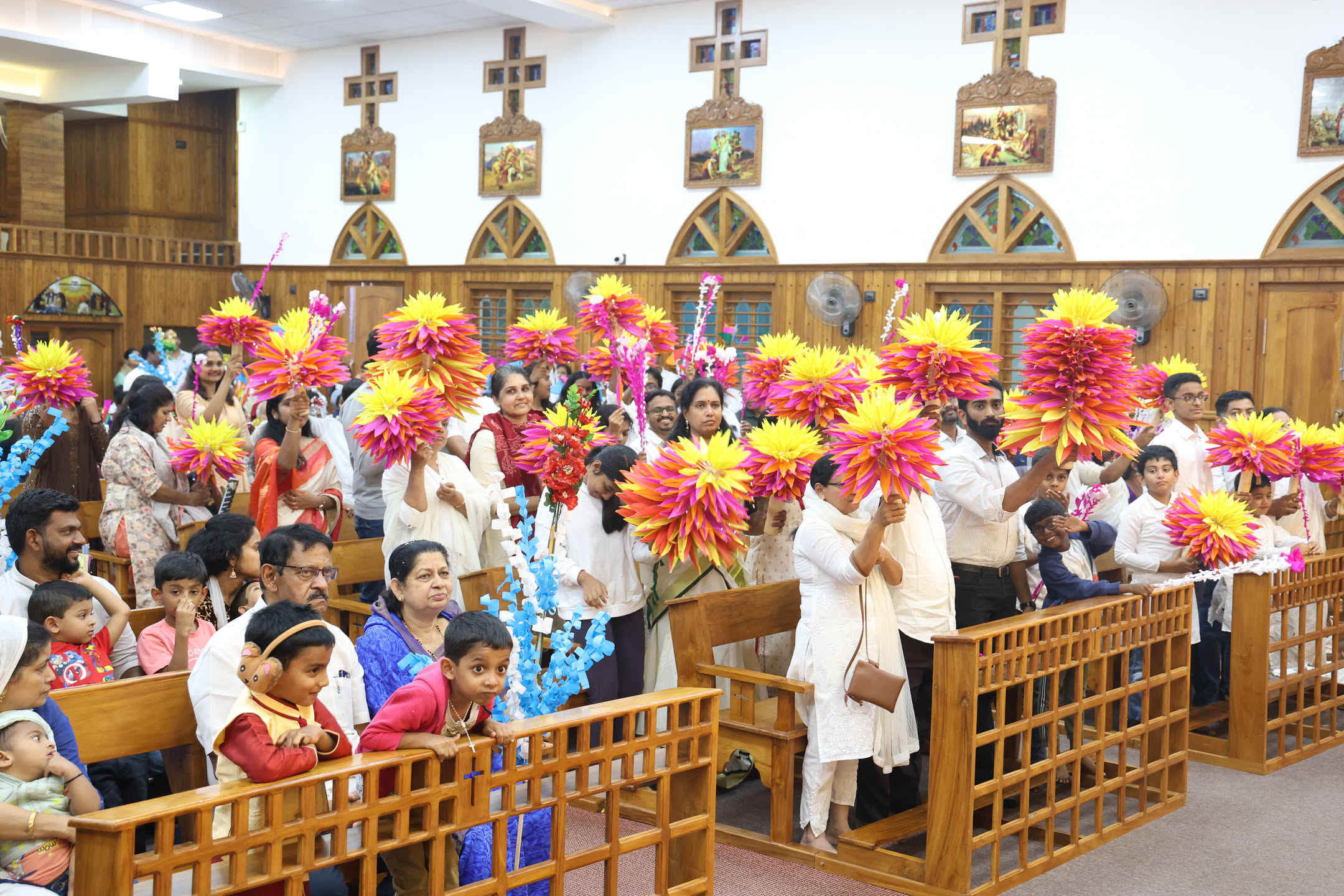 The parish congregation celebrating inside the church